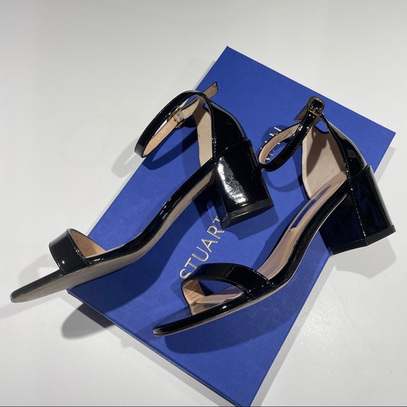 Stuart Weitzman Nearlynude block-heel sandals black patent - Picture 2 of 4